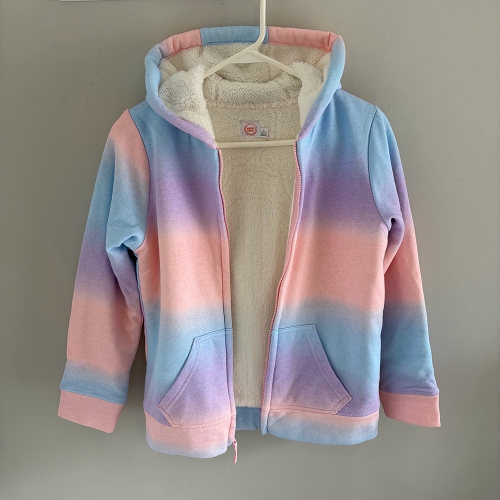 Wonder Nation Girls Sherpa Lined Hoodie Jacket.